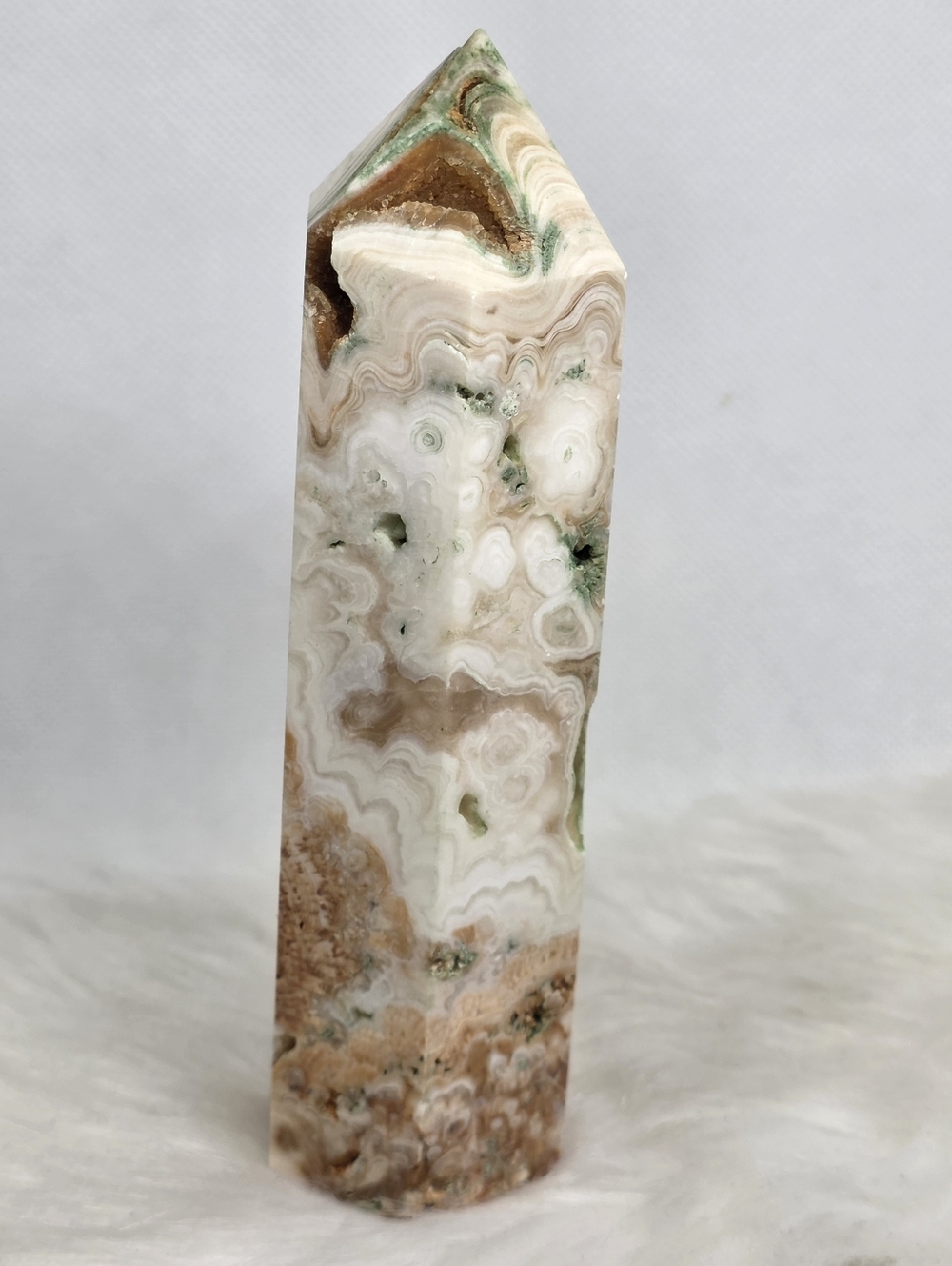 Huge UV Reactive Flower Amber Calcite Tower Blue Aragonite Band Druzy Crystal